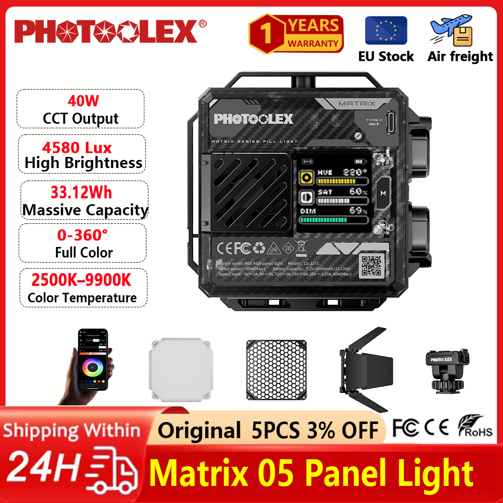 Quality Photography Lighting - PHOTOOLEX 40W RGB LED Video Light