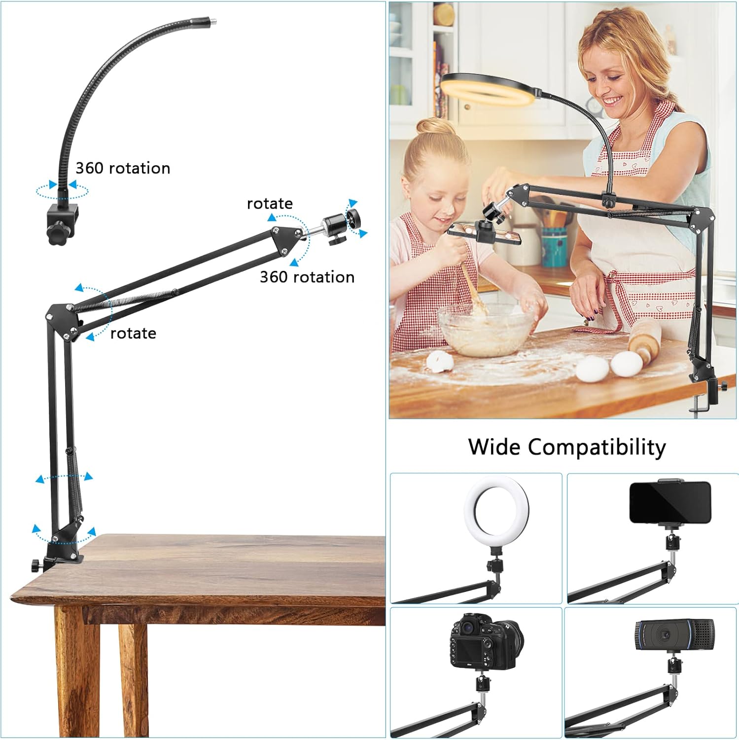 Ring Light with Stand and Phon - Photography Lighting Overhead reseña y precio
