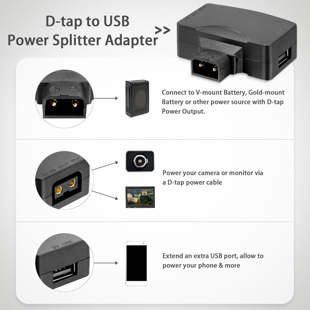 11V-17V D Tap to USB Adapter 5 - V Mount Battery reseña y precio