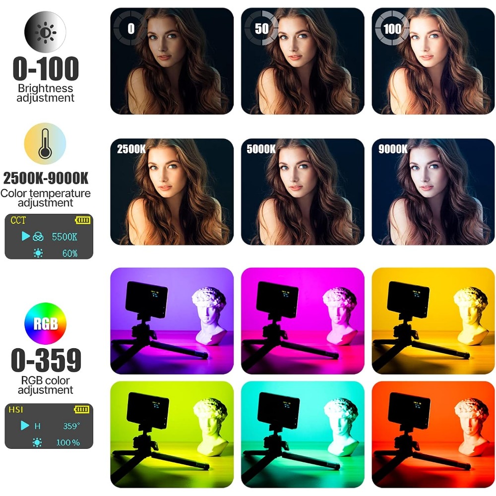 RGB LED Camera Light Panel: 0- - Photography Lighting Brands reseña y precio